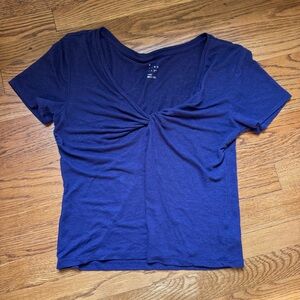 Purple Twist Front V Neck Top